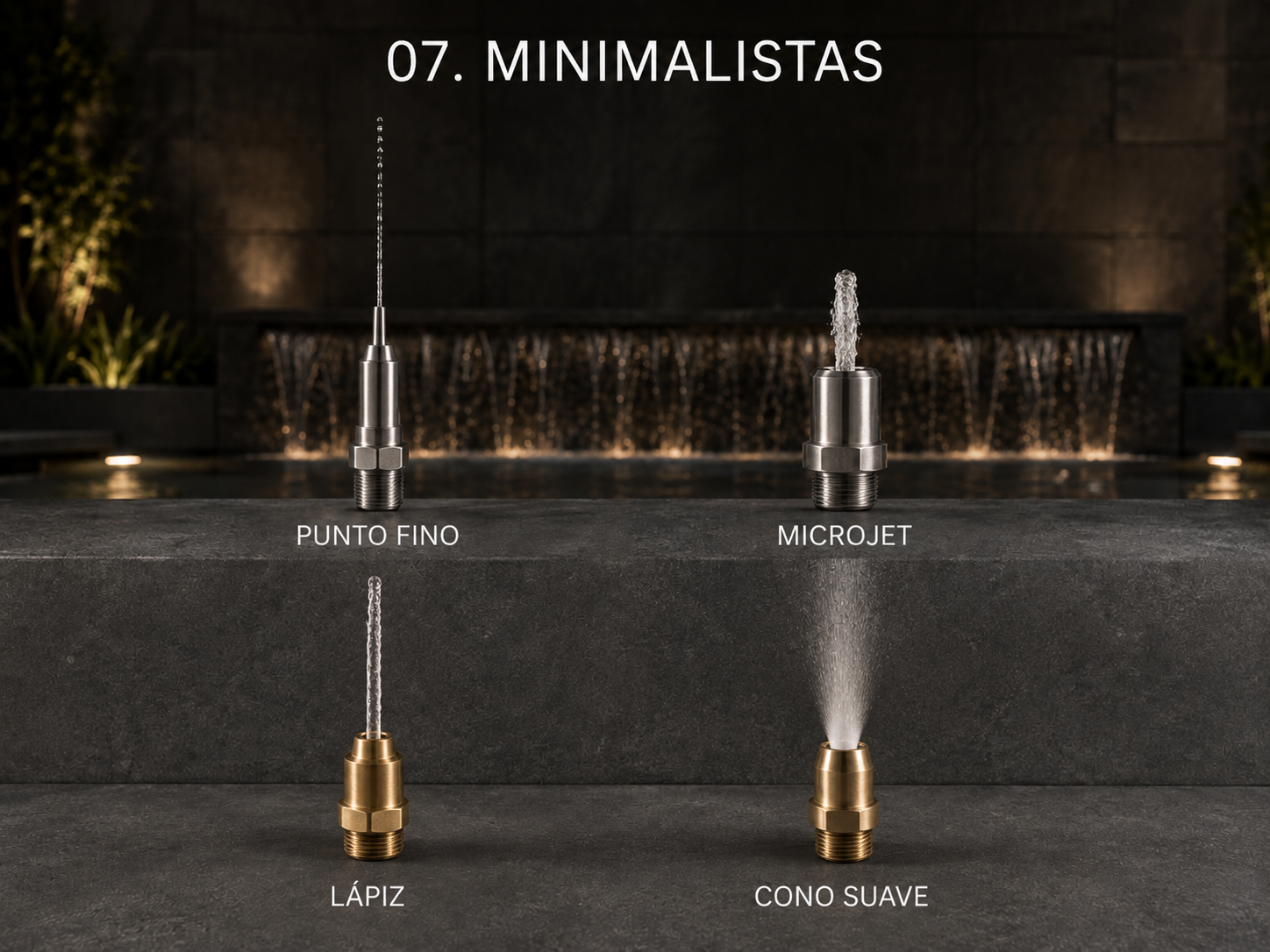 Boquillas minimalistas: punto fino, microjet, lápiz y cono suave