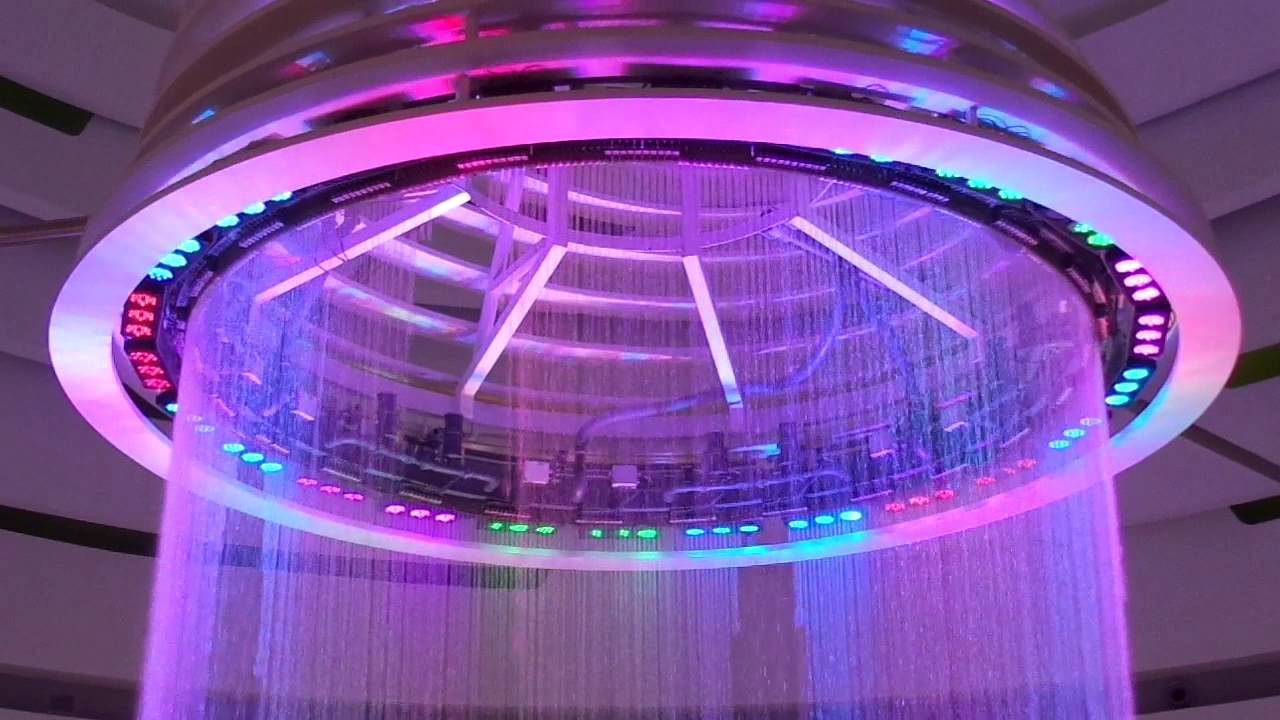 Cortina digital de agua circular con iluminación RGB