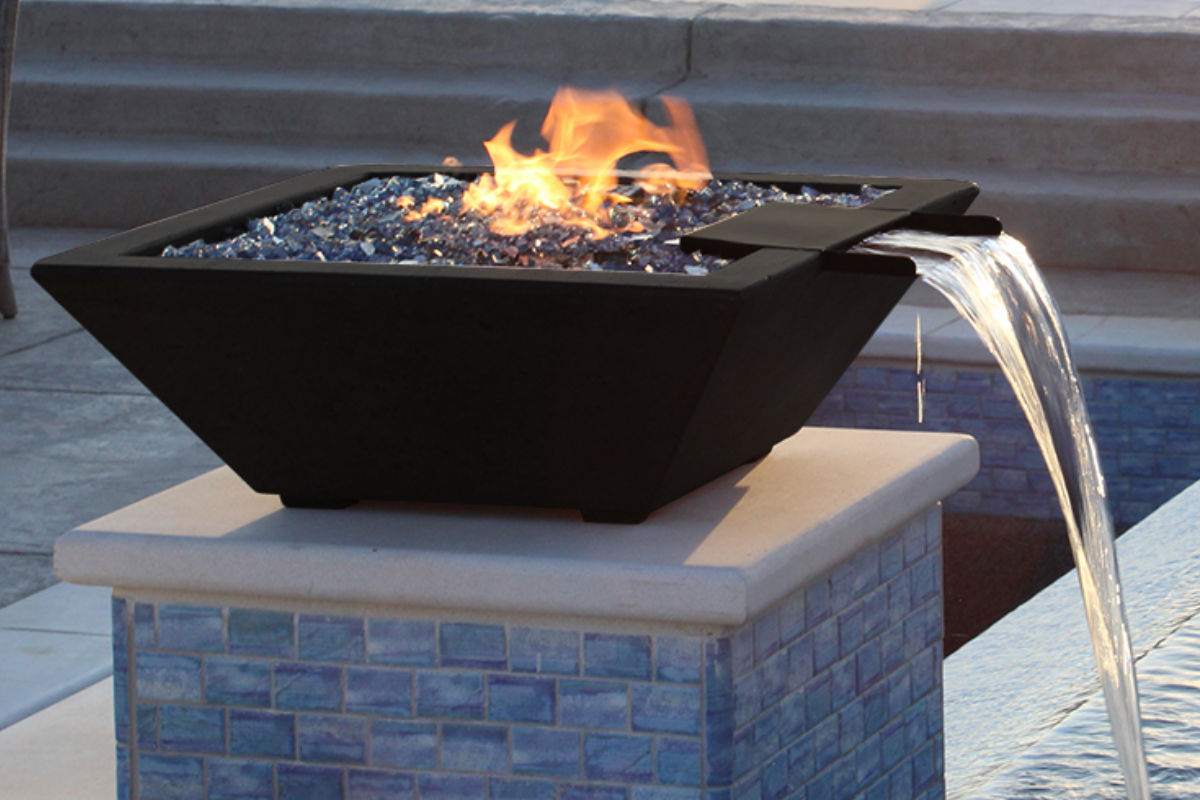 fire pit fuente de agua y fuego